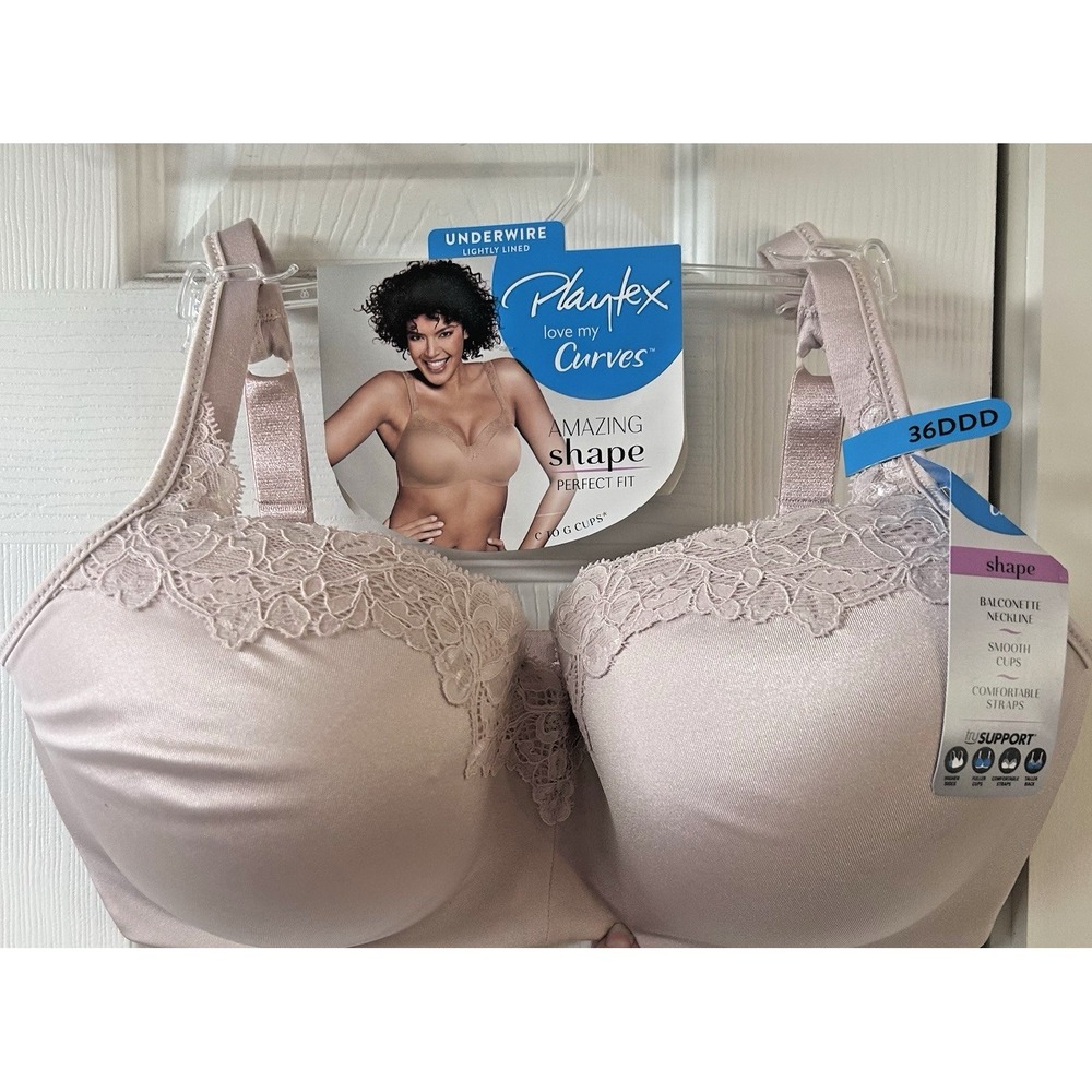 Playtex Bra Women's Curves Underwire Bra 4823 Adj Straps Nude Size 36DDD New CCC
